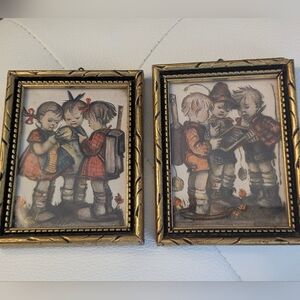 2 Small Gold Framed Hummel Prints